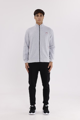 Rowinger Cepli Dik Yaka Tam Fermuarlı Göğüs Arma Detaylı Rahat Kalıp Mevsimlik Sweatshirt Grey