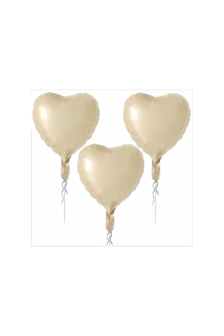 3 Adet Kalp Folyo Balon Bej 18 Inc Çok Renkli