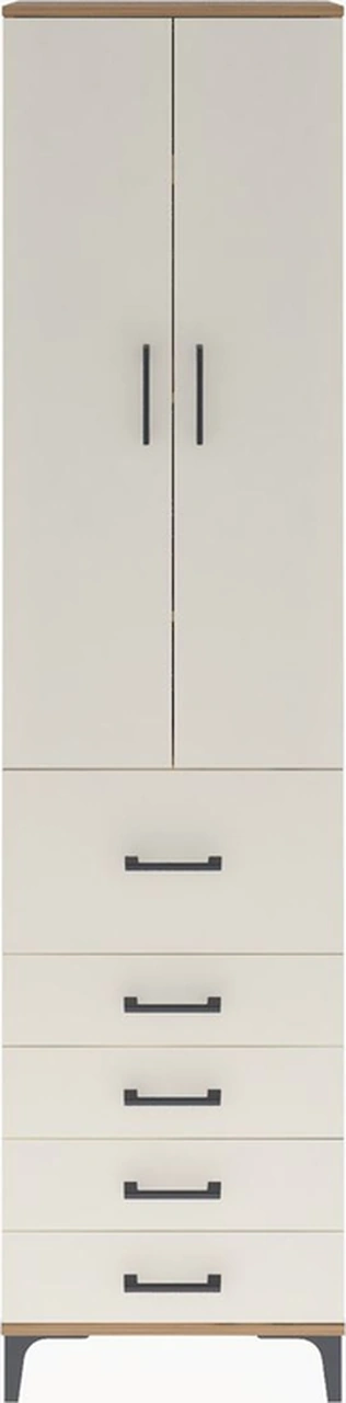 Arges Dolap 4 Raflı 5 Çekmeceli 2 Kapaklı 60x30x243 Çam-aytaşı Çam