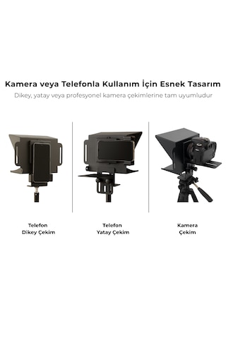 Pratic Prompter Pratic Teleprompter Kumanda + Çanta+telefon Tutucu Yerli Ve Milli Ürün & Yazılım 33,5cmx8cmx21,5cm