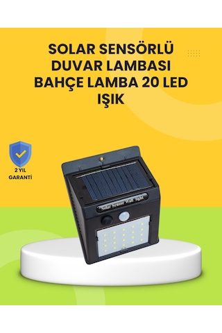 Güneş Paneli İle Şarj Olan 20 Led Dış Mekan Hareket Sensörlü Lamba Renkli