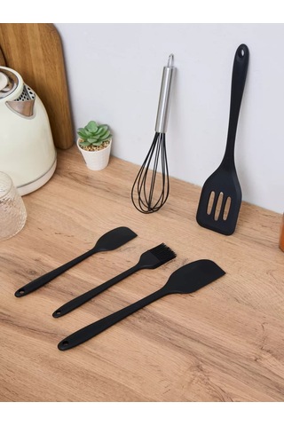 Progres Chop Silikon 6'lı Mutfak Spatulası Seti 160454851 Siyah Kristal