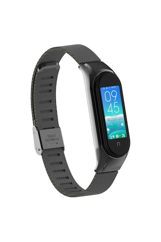 Xiaomi Mi Band 6 Uyumlu Krd-06 Metal Prl Kordon Siyah