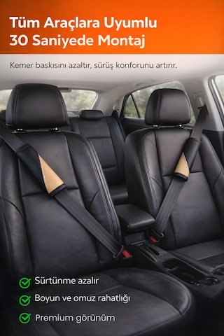 Emniyet Kemeri Kılıfı 2 Adet Deri Carbon Yumuşak Dolgulu Boyun Konfor Emniyet Kemer Pedi - Kmrx6