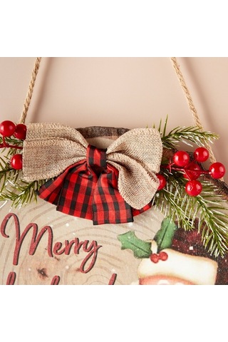Fortunelane Noel Geri Dönüş Tahtası Ahşap 30cm, Santa Desenli, Bowliyle Zenginleştirilmiş, Duvar/anahtar Takımı, Çok Renkli, İç/d Çok Renkli