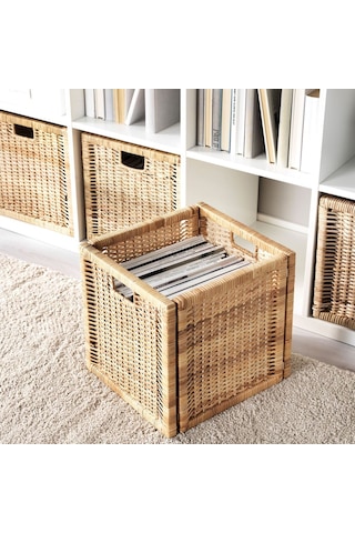 Sepet, Rattan, 32x34x32 Cm Açık Ahşap