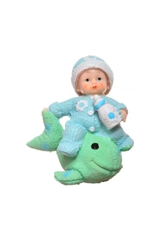 Decotown Hediyelik Sevimli Mavi Bebek Biblo Polyester Süs Eşyası Belirtilmemis