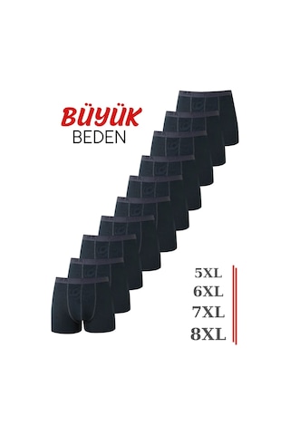 Hadpols Özel Seri Erkek Füme Büyük Beden Boxer Pamuklu Likralı 10'lu Paket Ten İç Giyim