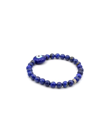 Murano Cam Nazar Boncuğu Tasarim Doğal Lapis Lazuli Taşi Bileklik Mavi