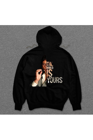 Scarface Yaralı Yüz The World Is Yours Sweatshirt Unisex Kapüşonlu Hoodie 001