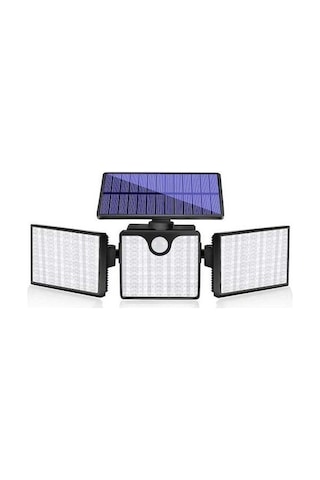 Fortunelane 266 Led 3 Kafa Duvar Lambası, İnsan Algılama + Işık Kontrolü, Ip65 Su Geçirmez Bahçe Aydınlatması, 400lm Güneş Enerji