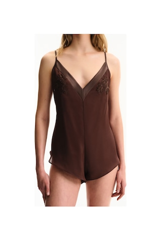 Penti Kahverengi Saten Chiffon Teddy Tulum