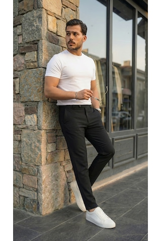 Veraura Lifestyle Erkek Slim Fit Dilli Kumaş Pantolon siyah