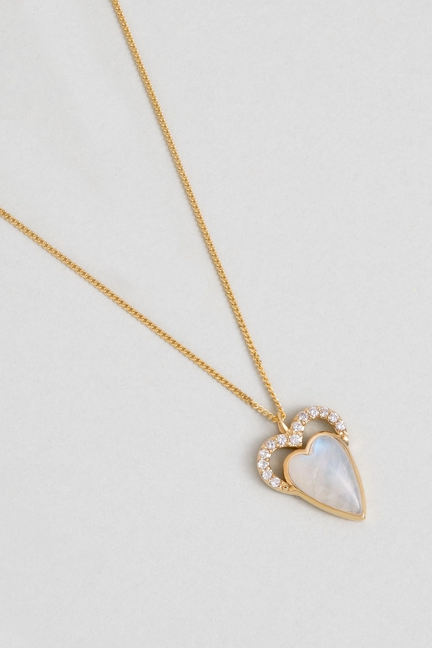 Ay Taşlı 14 Ayar Sarı Altın Pırlanta Kolye