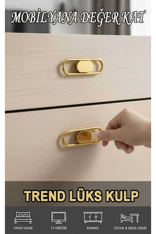 Lüks Trend Altın 32 Mm 4 Adet Mobiya Yatak Odası Tv Ünitesi Konsol Çocuk Ve Genç Odası Kulp Altın