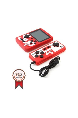 Delux Serisi Eğlencelik Aktivite Tatil Gc-01 Çift Kol 400 Nostalji Oyunlu Mini Atari Kırmızı