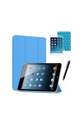 Apple Uyumlu iPad Mini 2 / Mini 3 Smart Cover Tablet Kılıfı Ekran Koruyucu Kalem Set Kapaklı Kılıf