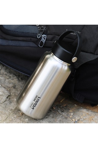 Lıxada 1050ml Paslanmaz Çelik Su Şişesi Sızdırmaz Spor Şişesi, 750ml Asılı Pot İle Bottle Only Gümüş