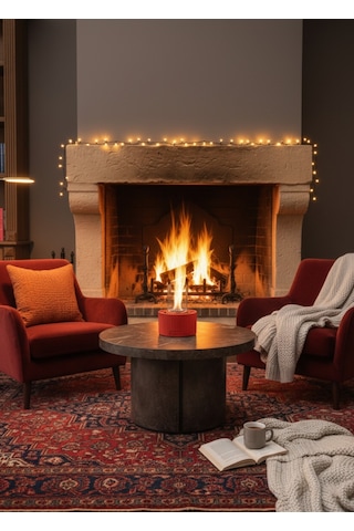 Alba Kırmızı Biyoetanol Masaüstü Şömine - 1 Lt Yakıt Ve Dekoratif Taş Hediye