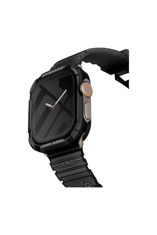 Watch Ultra Uyumlu 49mm Skinarma Kurono Buzlu Tasarım Sert Pc Kasa Koruyucu Siyah