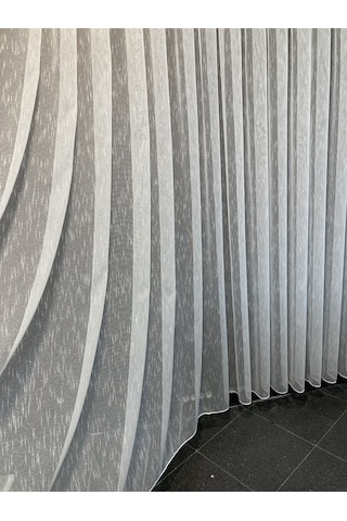 Perdefony Ekru Şantuk Çizgili Düz Tül Perde