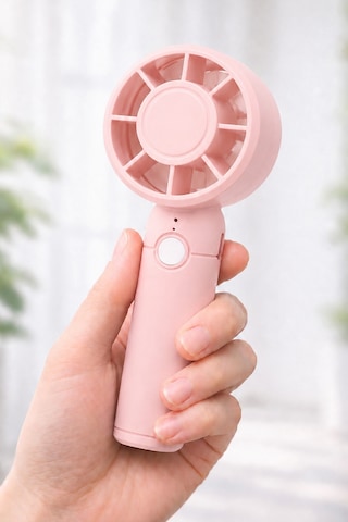 Turbo 3 Mod Şarjlı El Fanı 3 Kademe Seyahat Masaüstü Vantilatör Taşınabilir Mini Fan Pembe F130