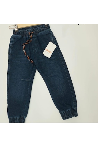 Çikoby Erkek Çocuk Bel Paça Lastikli Lcralı Kot Pantolon-13480-lacivert Lacivert