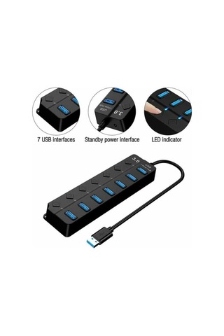 Usb 3.0 Hub, Çoklu 7 Portlu Usb Güç, Bireysel Güç Anahtarı, Güçlendirilmiş Usb 3.0 Hub, Pc, Dizüstü Bilgisayar İçin Çoklu Usb Portları, Pl
