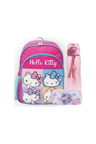 Lisanslı Okul Çantası +sanslı Çift Gözlü Kalem Çantası Lisanslı Suluk&matara 1 Pembe