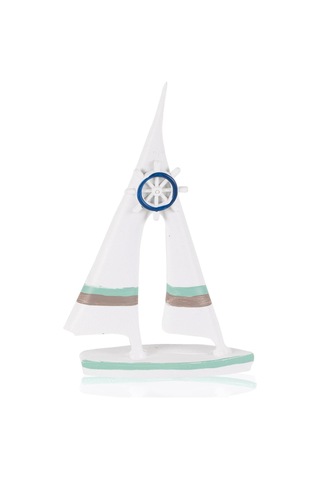 The Mia Retro Marin Çift Yelkenli Mavi Dümenli Biblo 19 Cm