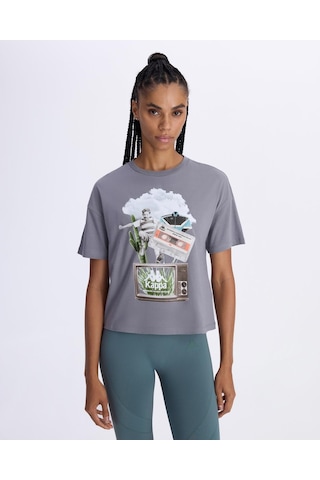 Kappa Authentic Alessi Kadın Antrasit Comfort Tişört