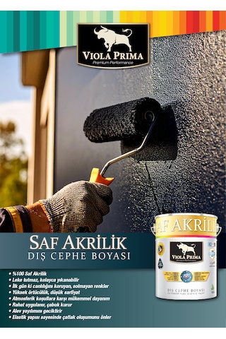 Viola Prima Saf Akrilik Parlak Dış Cephe Boyası - Siyah - 13.5 L