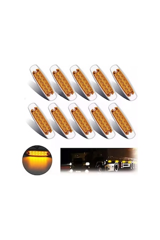 Gajeena 10 Adet 24v Sarı 12led Kamyon Yan Lambası - Sürekli Aydınlatma + Parıltı Fonksiyonu, Ip67 Su Geçirmez, Karoseri Ve Tırlar İçin Uygun