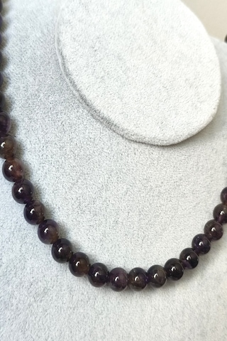 8 Mm Ametist Doğaltaş Kolye 04 - Mor
