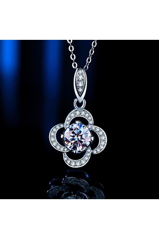 Sarı Bague Ringen 1ct 6.5mm D Renk Mozanit Kolye 925 Ayar Gümüş Kolye Yıldönümü Şanslı Düğün Pırıltılı Kolye Hediye