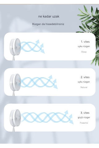 Airron Eternal Luck Katlanabilir Geri Çekilebilir Fan Usb Şarj Taşınabilir Beyaz