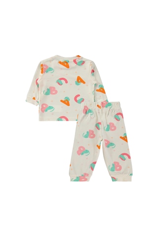 Civil Baby Harf Kedi Empirme 6-18 Ay Pijama Takımı - Ekru