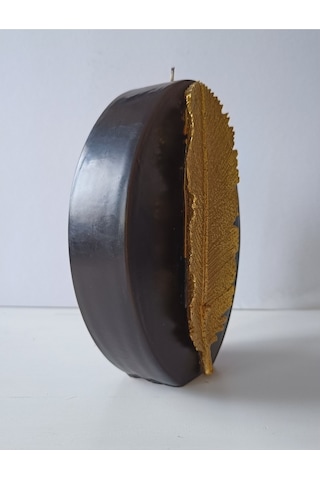 Kuş Tüyü Kabartmalı Oval Mum 23x15x5 Cm 1329 Gr Siyah