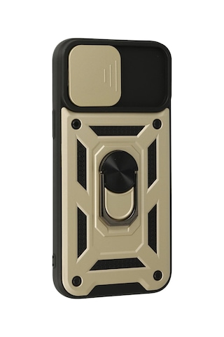 Newface - 668 - iPhone Uyumlu 13 Pro Max Kılıf Pars Lens Yüzüklü Silikon - Csmo-tex - - Gold