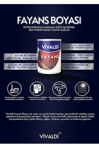 Fayans Boyası - Astar Ve Vernik Gerektirmeyen Boya - Sınırsız Renk 1 Kg 1 L