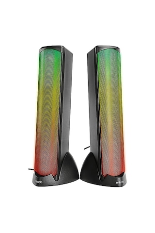 Mıkado MD-183 2.0 3W 2 Bluetooth RGB Aydınlatmalı Usb + 3.5 MM Usb 5V Hoparlör - Siyah