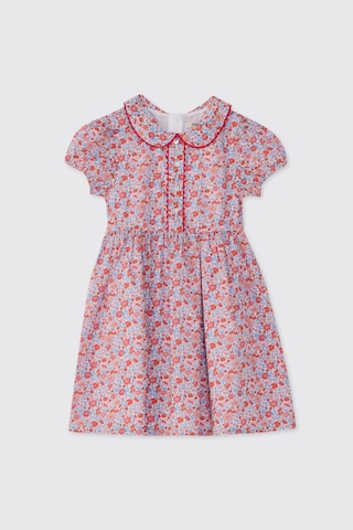 Made With Liberty Fabric Liberty Kumaş Bebe Yakalı Kız Çocuk Elbise Kırmızı
