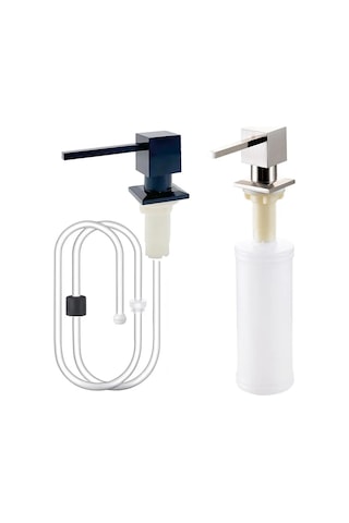 Kare Siyah-kare Mutfak Lavabo Sıvı Sabun Pompası Dağıtıcı Nikel Altın Losyon Tutucu Pompa Kafası Silikon Tüp Seti Güverte Tezgahı Altında Aracı