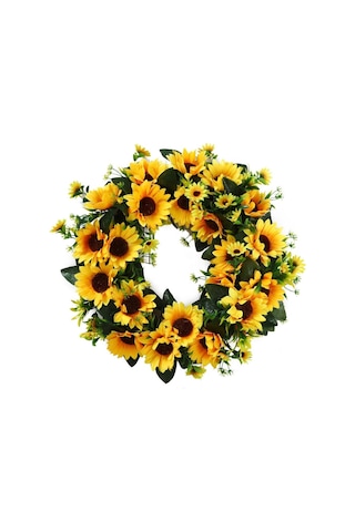 Yapay Çiçek Kapı Süsü Ay Çiçeği Sunflower Yılbaşı Kapı Çelengi