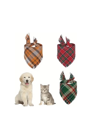 Elmpaly Yeşil Ponponlu Kalın Ekose Köşe Bandanası Yıkanabilir Mevsimlik Aksesuar