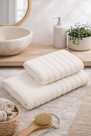 Violeta Model 2'li Banyo Havlu Seti Krem