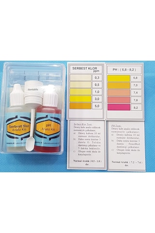 Su Test Analiz Sıvısı Ph Analiz Kiti ve Serbest Klor Test Kiti