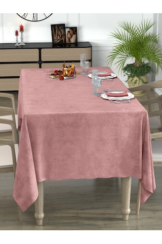 Daily Series Kadife Dokulu Buğulu Gül Rengi Masa Örtüsü Buğulu Gül