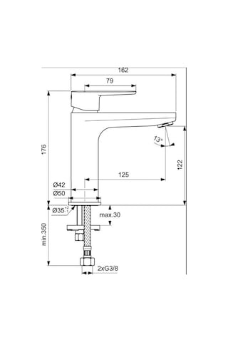 Ideal Standard Cerafine O H120 Lavabo Bataryası 5l/dk Sifon Kumandasız - Bc554aa Krom