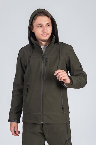 Suya Dayanıklı Slim Fit Softshell Kapüşonlu Erkek Mont Haki